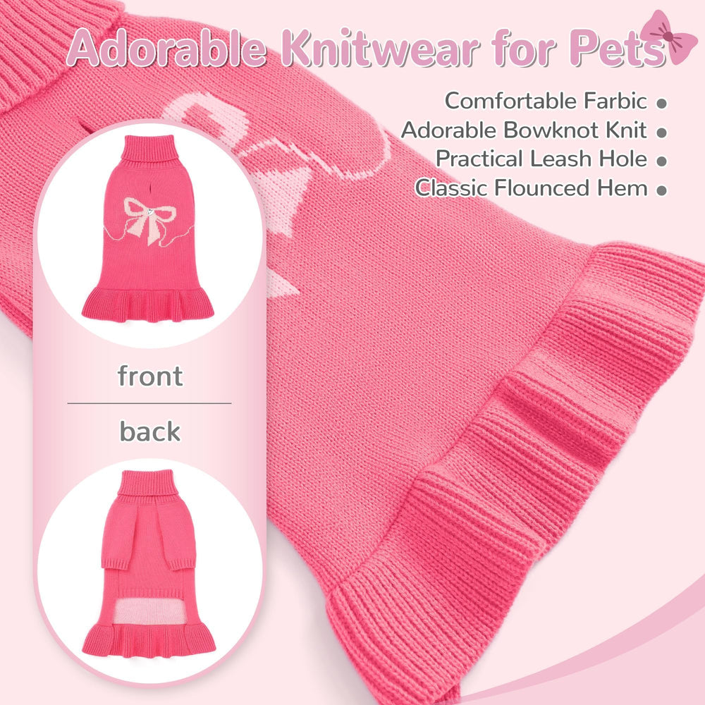 YUDODO Bowknot Dog Sweater Dress bow detail emphasizes cute fashion