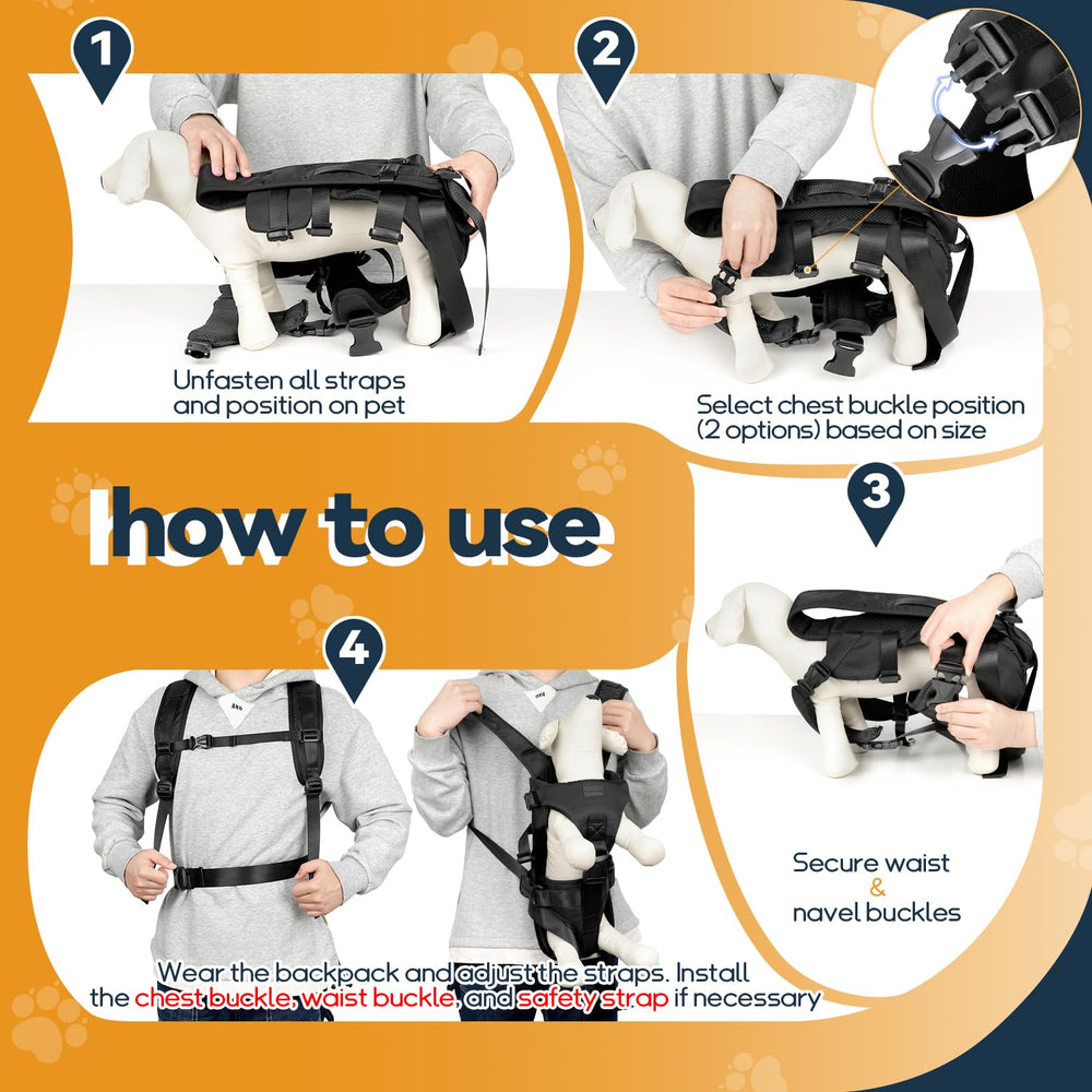 YUDODO dog front carrier-legs-out demonstrates legs-out setup for better ventilation