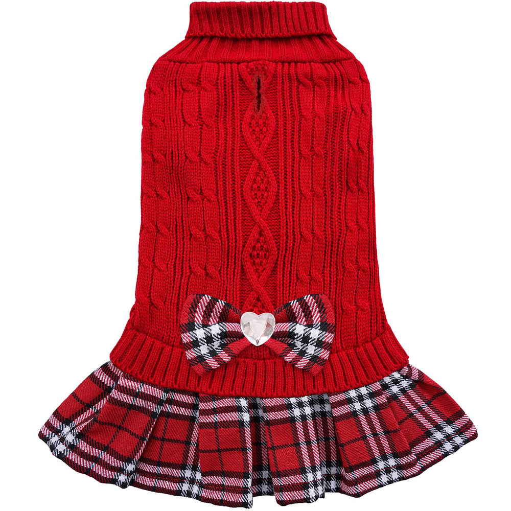 YUDODO dog sweater dress front view showing cozy warmth for small dogs