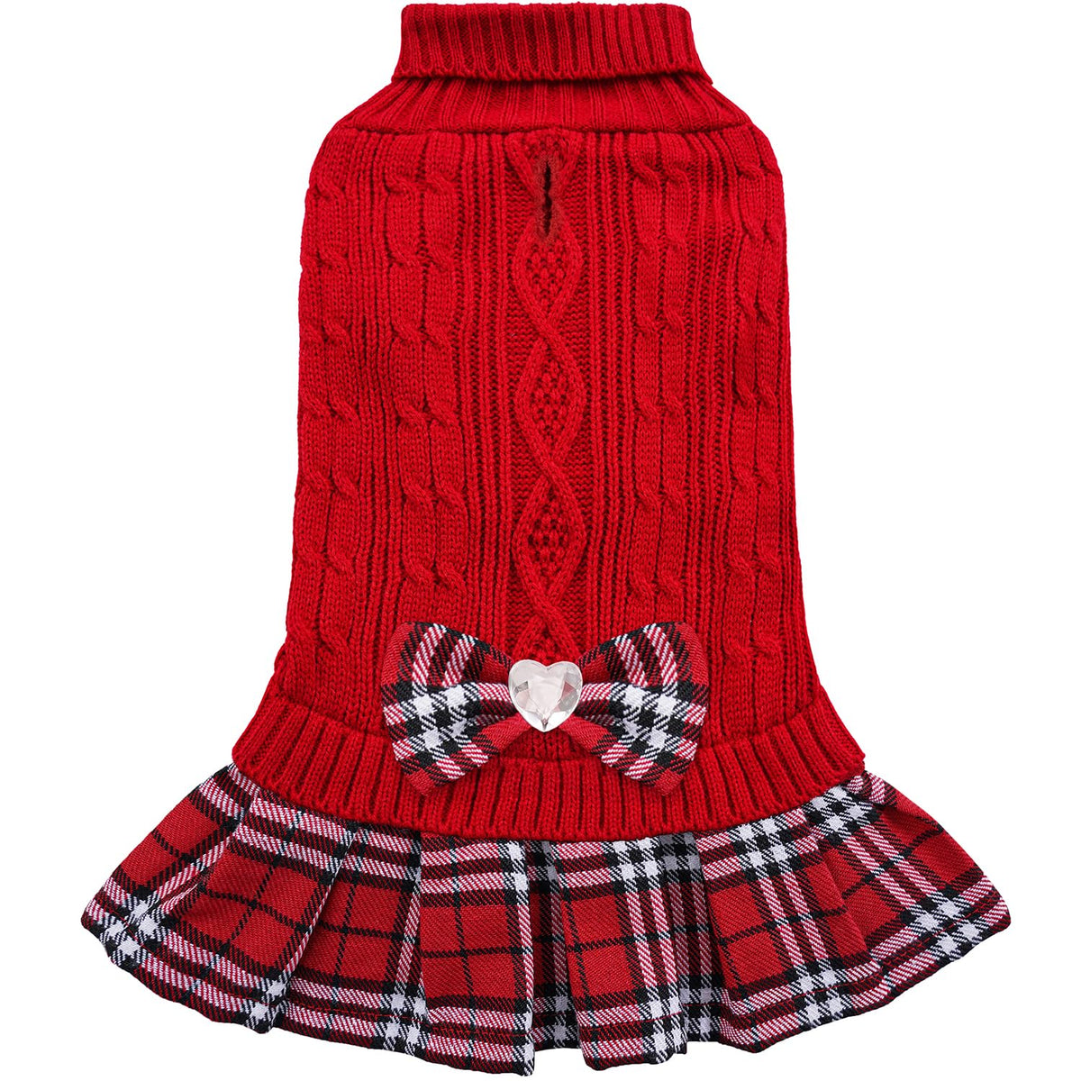 YUDODO dog sweater red size L front view keeps small dogs warm and comfy