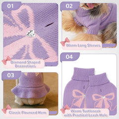 YUDODO Bowknot sweater center sparkle accent adds cute elegance during walks.
