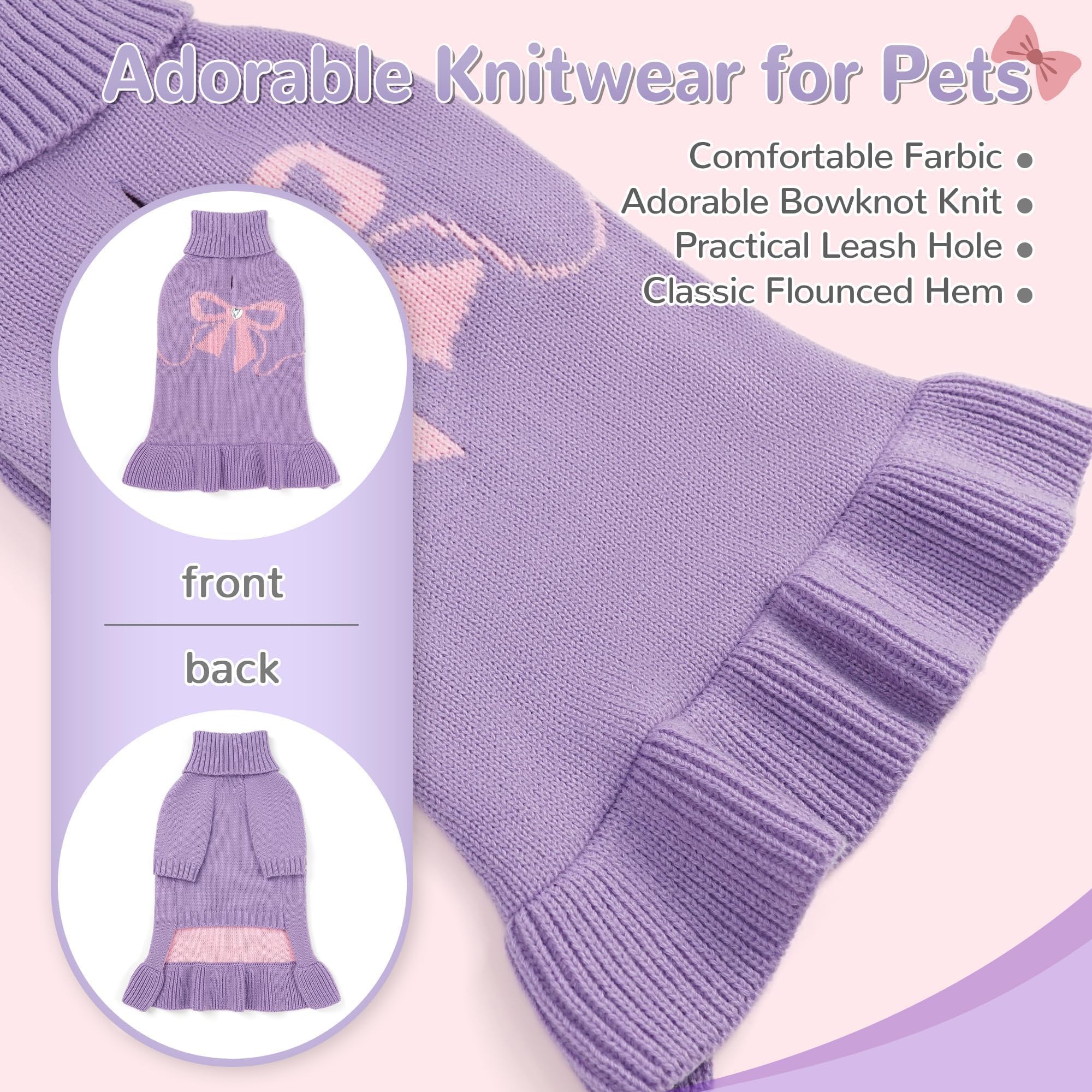 YUDODO Dog Sweater with foldable turtleneck and leash hole detail for easy walks.