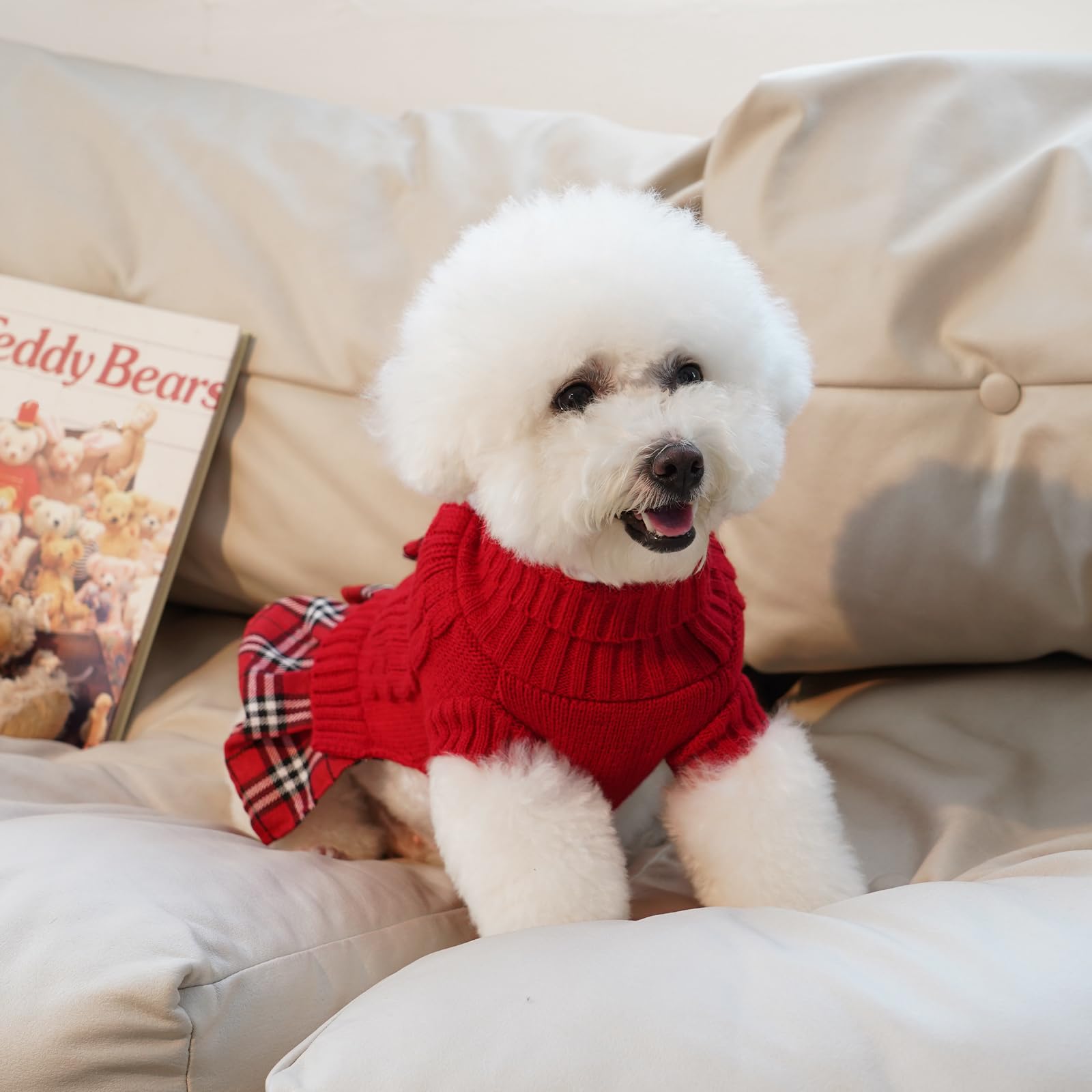 YUDODO warm knit dog sweater ready for a walk and chilly weather