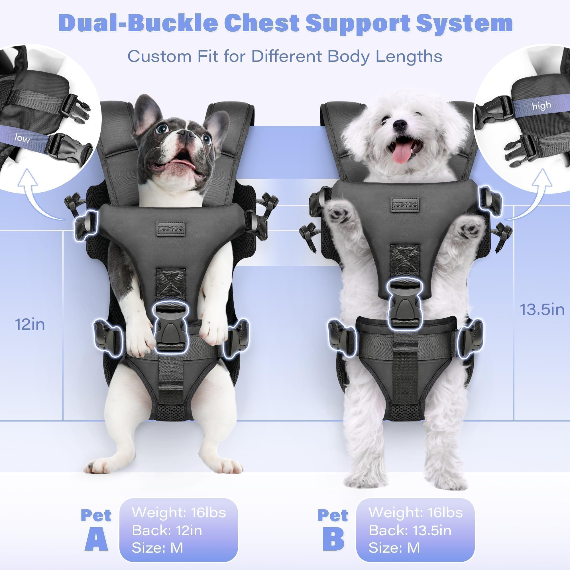 YUDODO front pet carrier breathable mesh promoting airflow for comfort