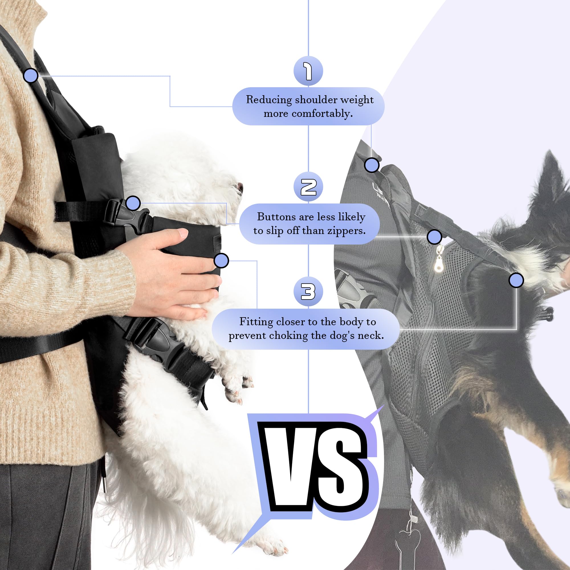 YUDODO front pet carrier breathable mesh provides all-day pet comfort.