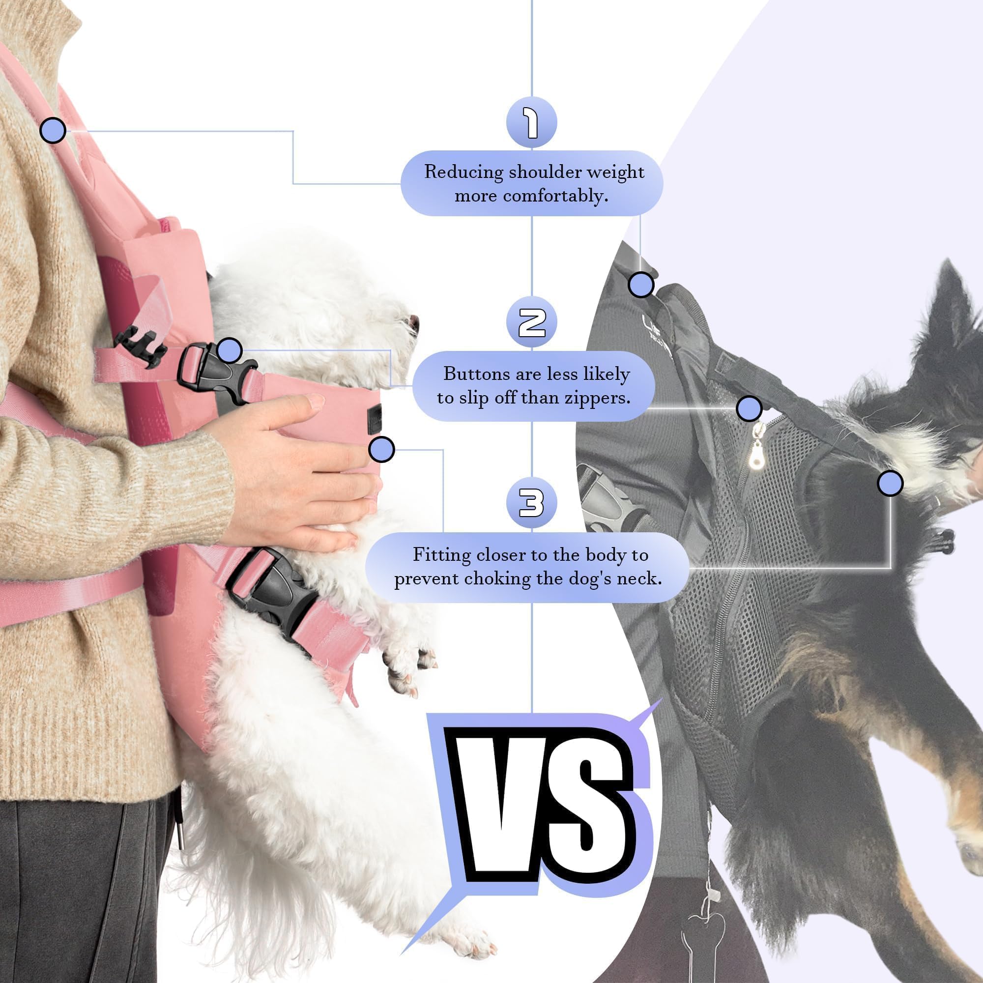 YUDODO front pet carrier pink chest-support demonstrates secure, snug hiking fit.