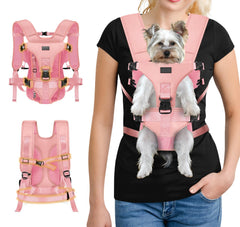 YUDODO front pet carrier pink shoulder straps offer ergonomic support for long walks.