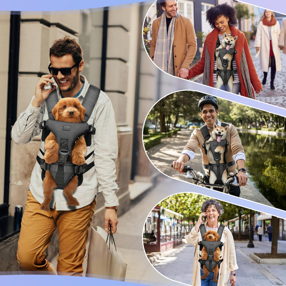 YUDODO front pet carrier secure zippers and leg openings for active pets.