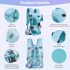 YUDODO Front Pet Carrier blue breathable mesh closeup emphasizes airflow for comfort