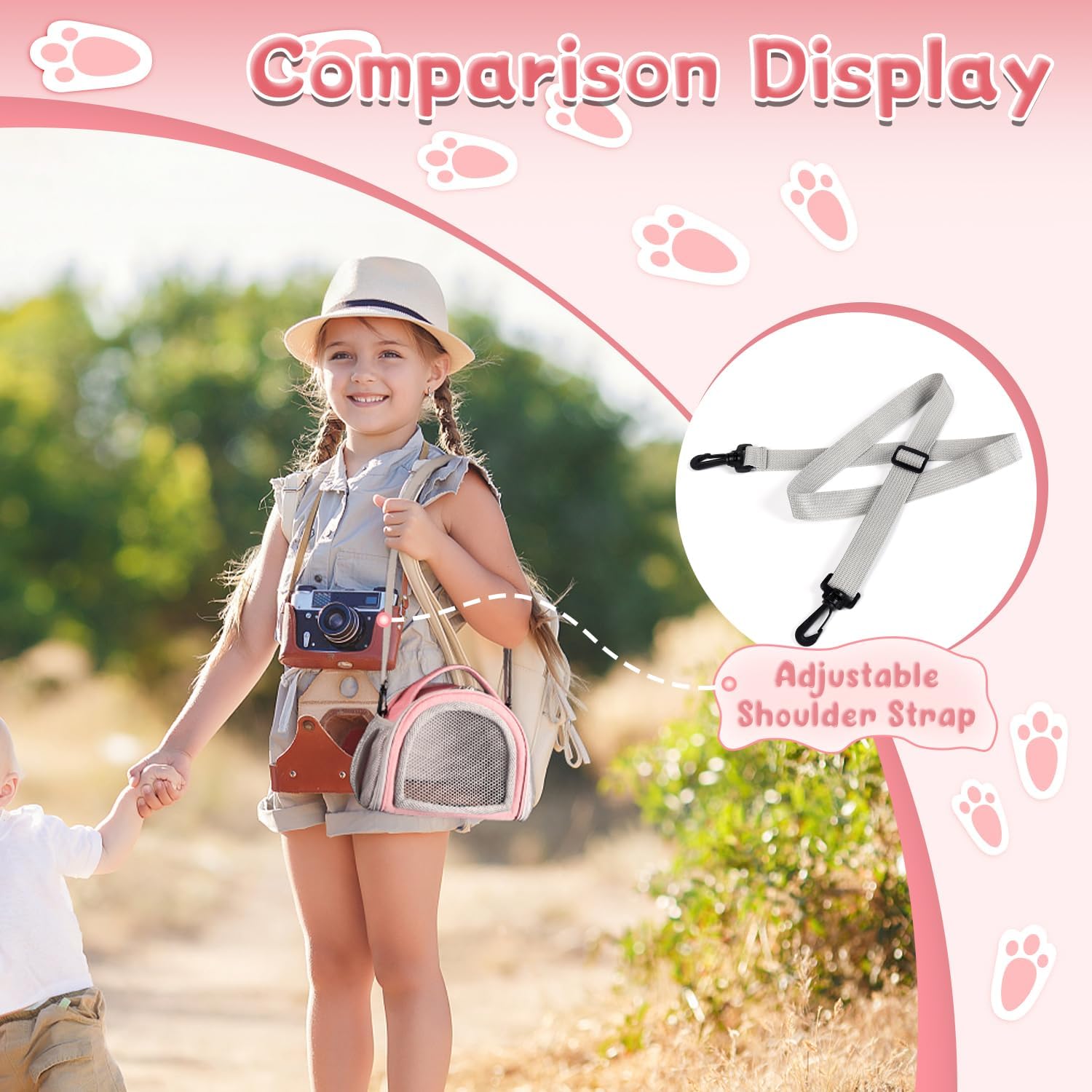 YUDODO hamster carrier bag has space for toys or snacks during trips.