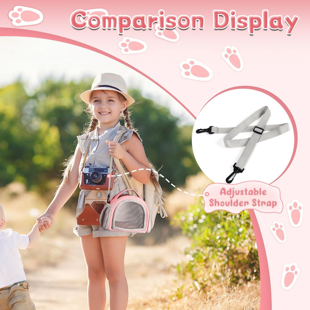 YUDODO hamster carrier bag has space for toys or snacks during trips.