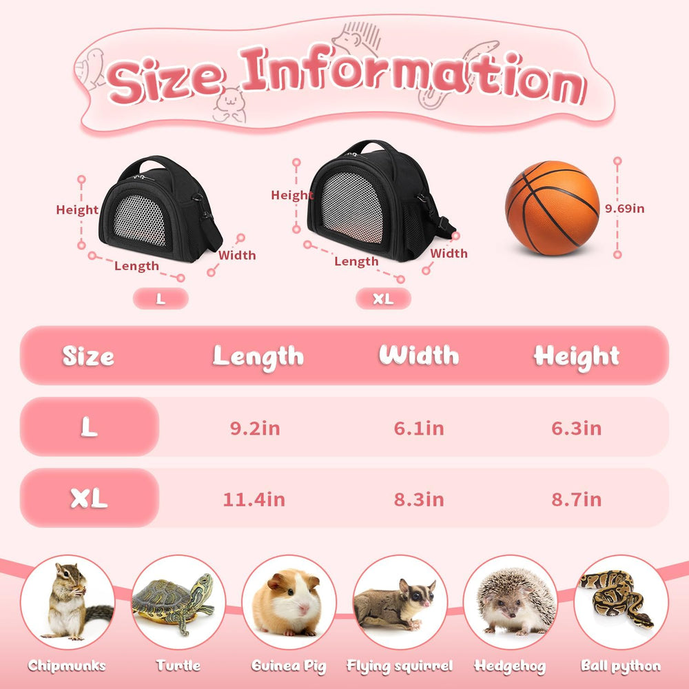 YUDODO hamster carrier bag front view highlighting breathable mesh and secure fit