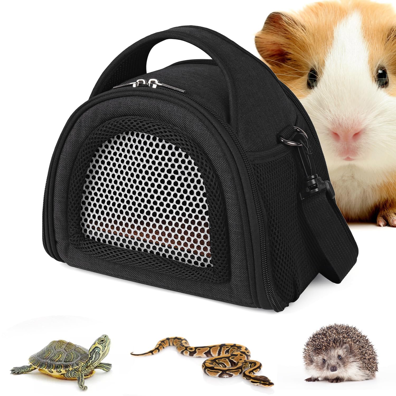 YUDODO hamster carrier bag side view for easy travel with small pets