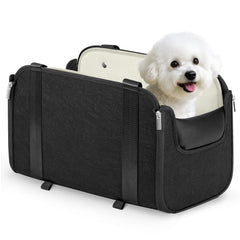 YUDODO large dog car seat center console shows spacious interior for pets up to 18lbs, comfy ride.
