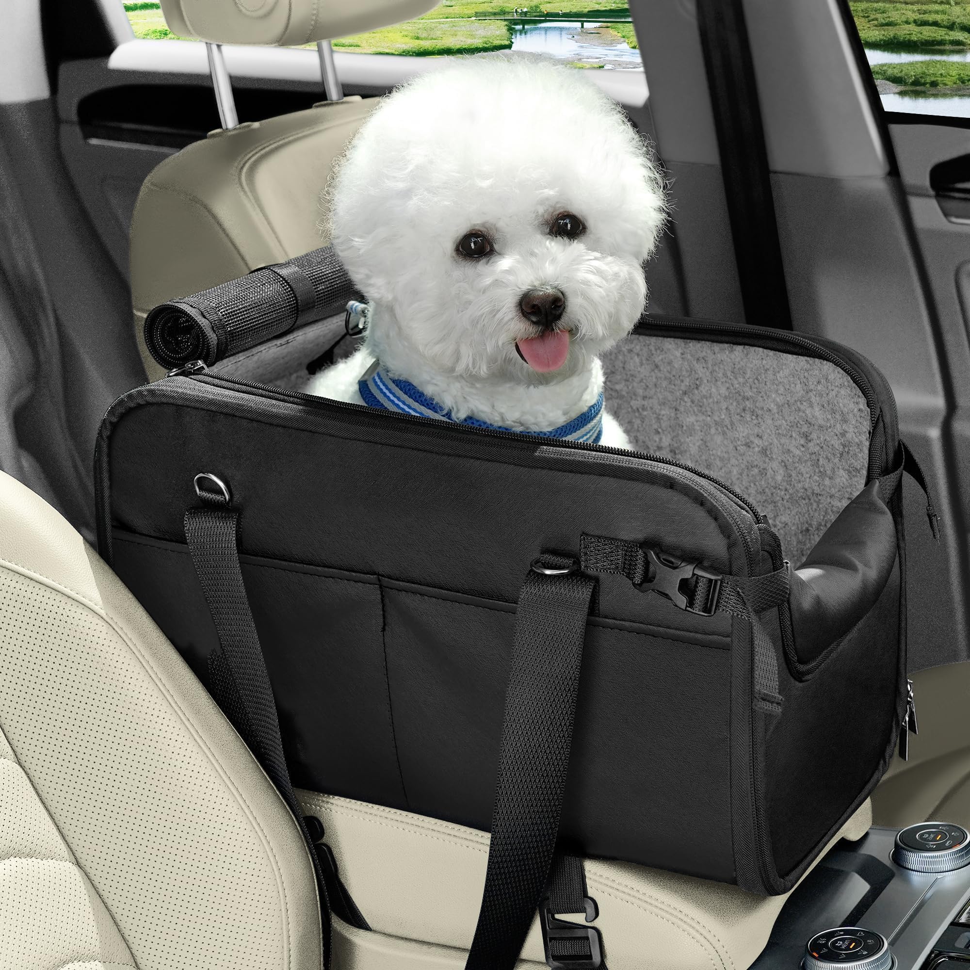 YUDODO large dog car seat mesh cover features secure zipper and clear view.