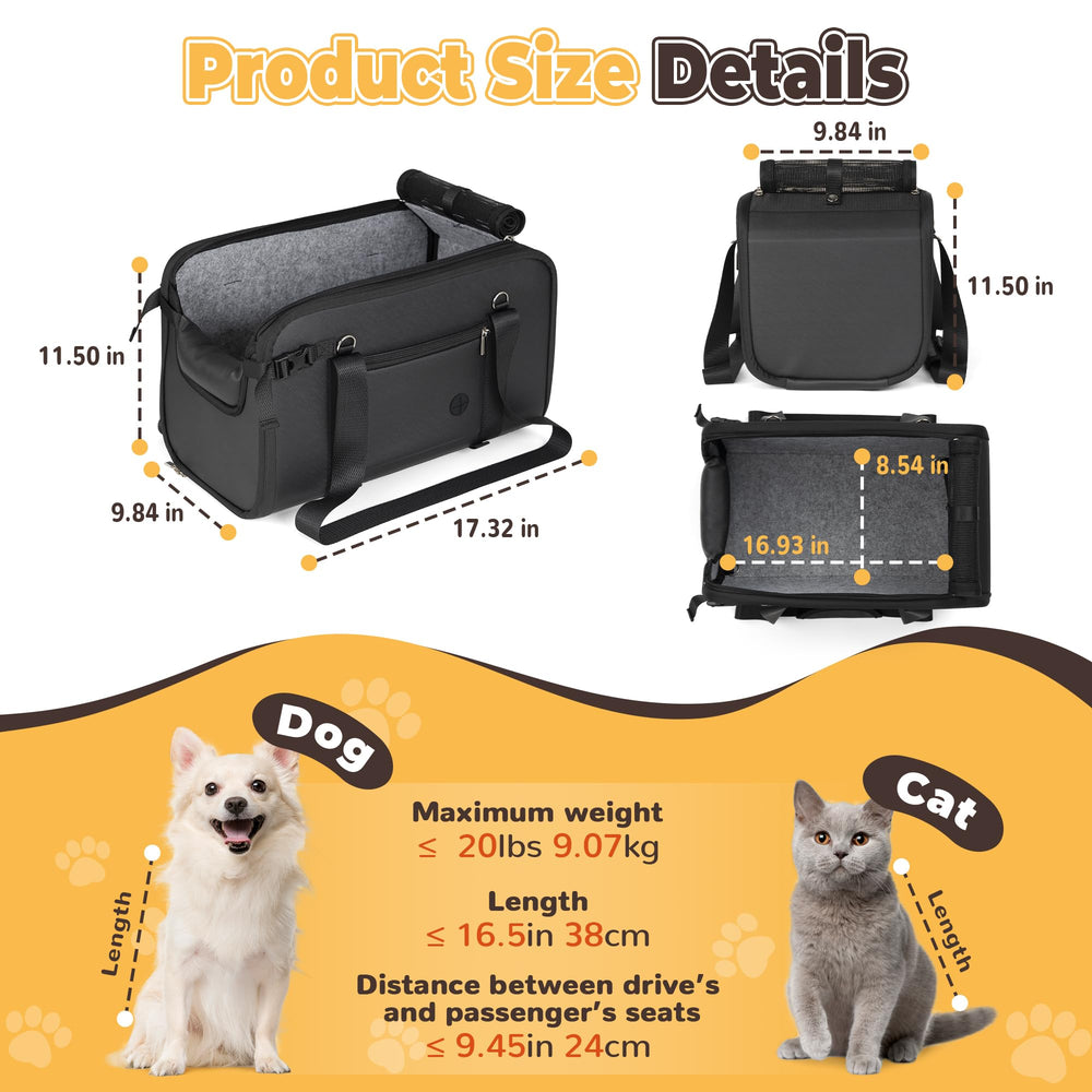 YUDODO large dog car seat side-pocket storage keeps essentials within reach.