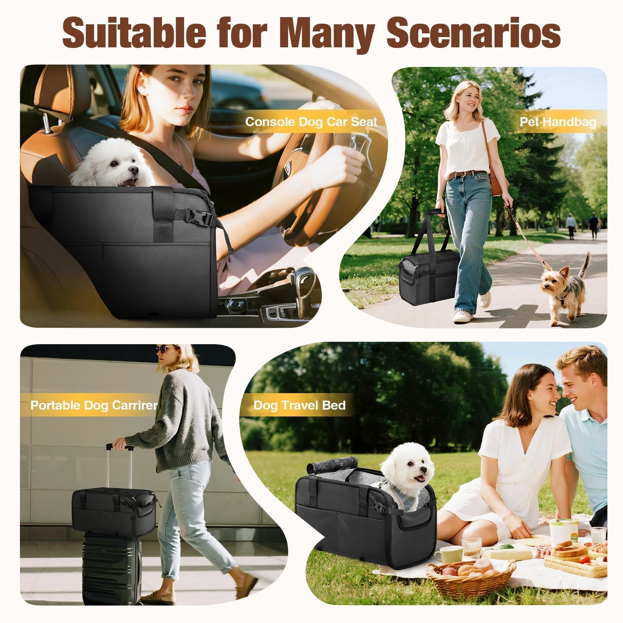 YUDODO large dog car seat two-side pockets keep essentials handy.