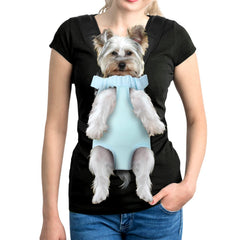 YUDODO pet carrier front view shows hands-free comfort for small pets during outings