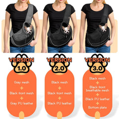 YUDODO Pet Sling Carrier black side view shows comfortable fit for petites on park trips.
