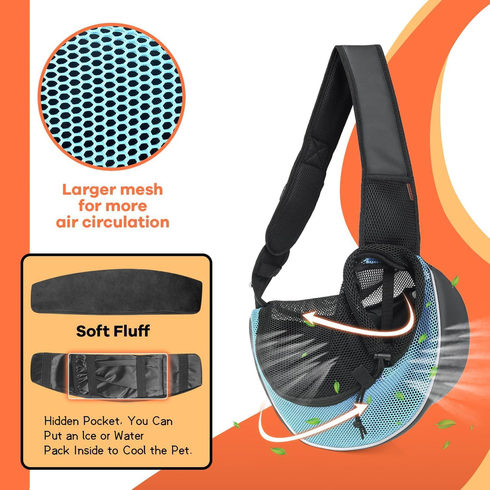 YUDODO breathable mesh fabric featured on cyan sling carrier