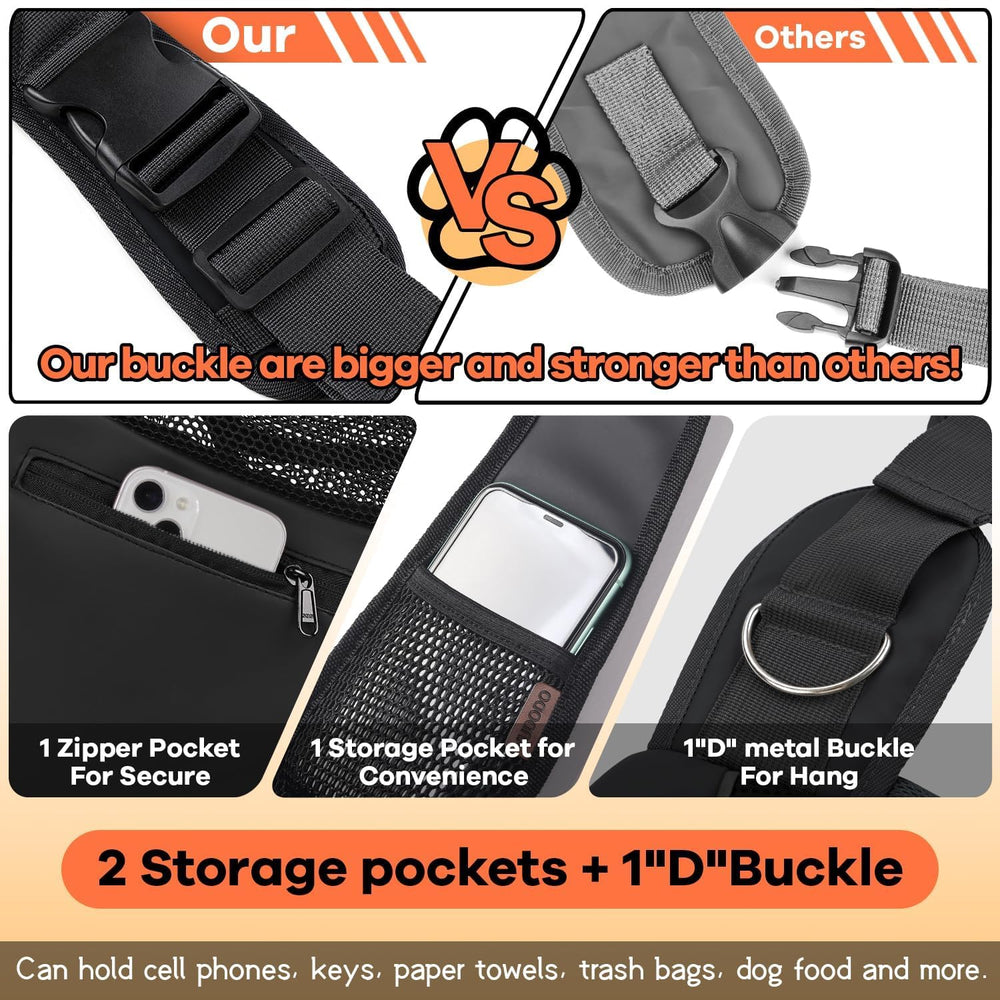YUDODO pet sling carrier gray model wearing demonstrates fit and ease of use.