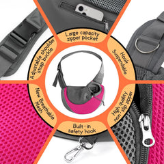 YUDODO pet sling carrier reflective-strip enhances visibility for safe night walks.