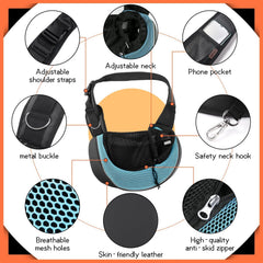 YUDODO pet sling safety buckle and reflective stripes improve night safety.