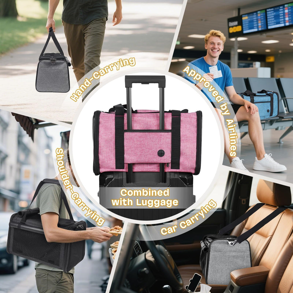YUDODO pink carrier side pockets holding essentials on trips