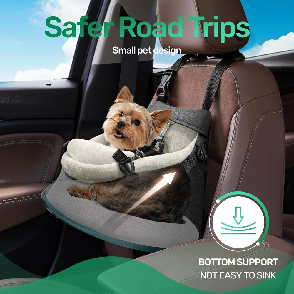 YUDODO car seat dimensions 14.5x9.8x11.8 inches for compact small-dog fit
