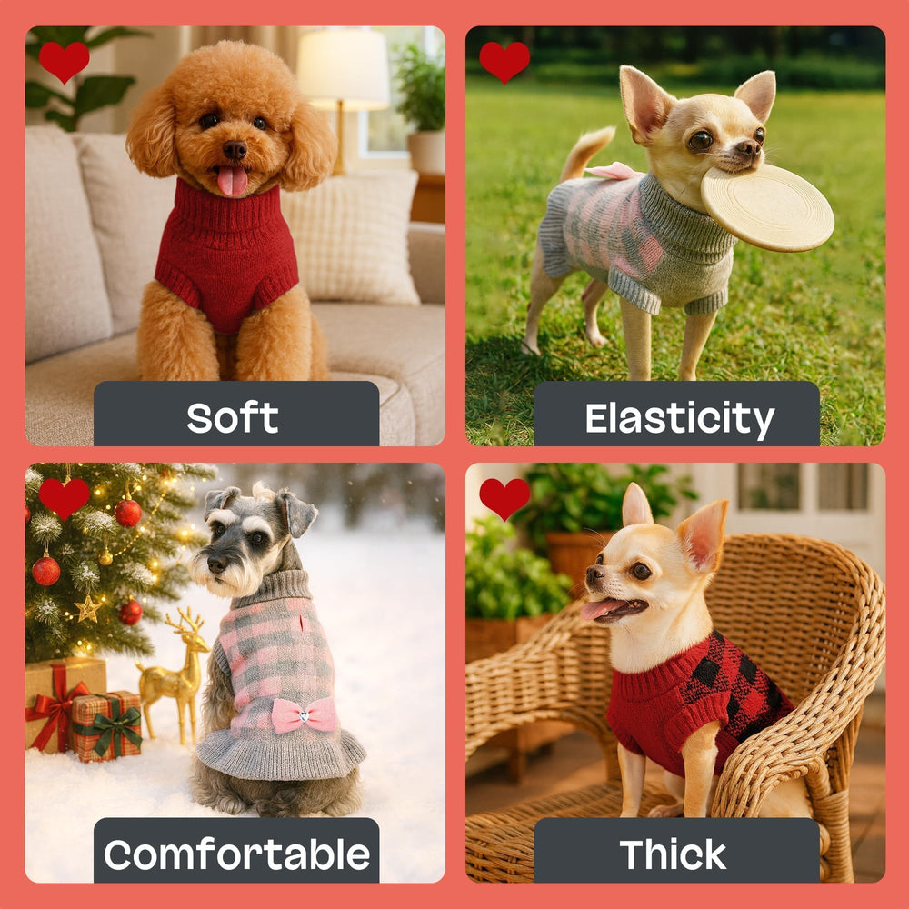 YUDODO machine-washable red sweater dress for easy care.
