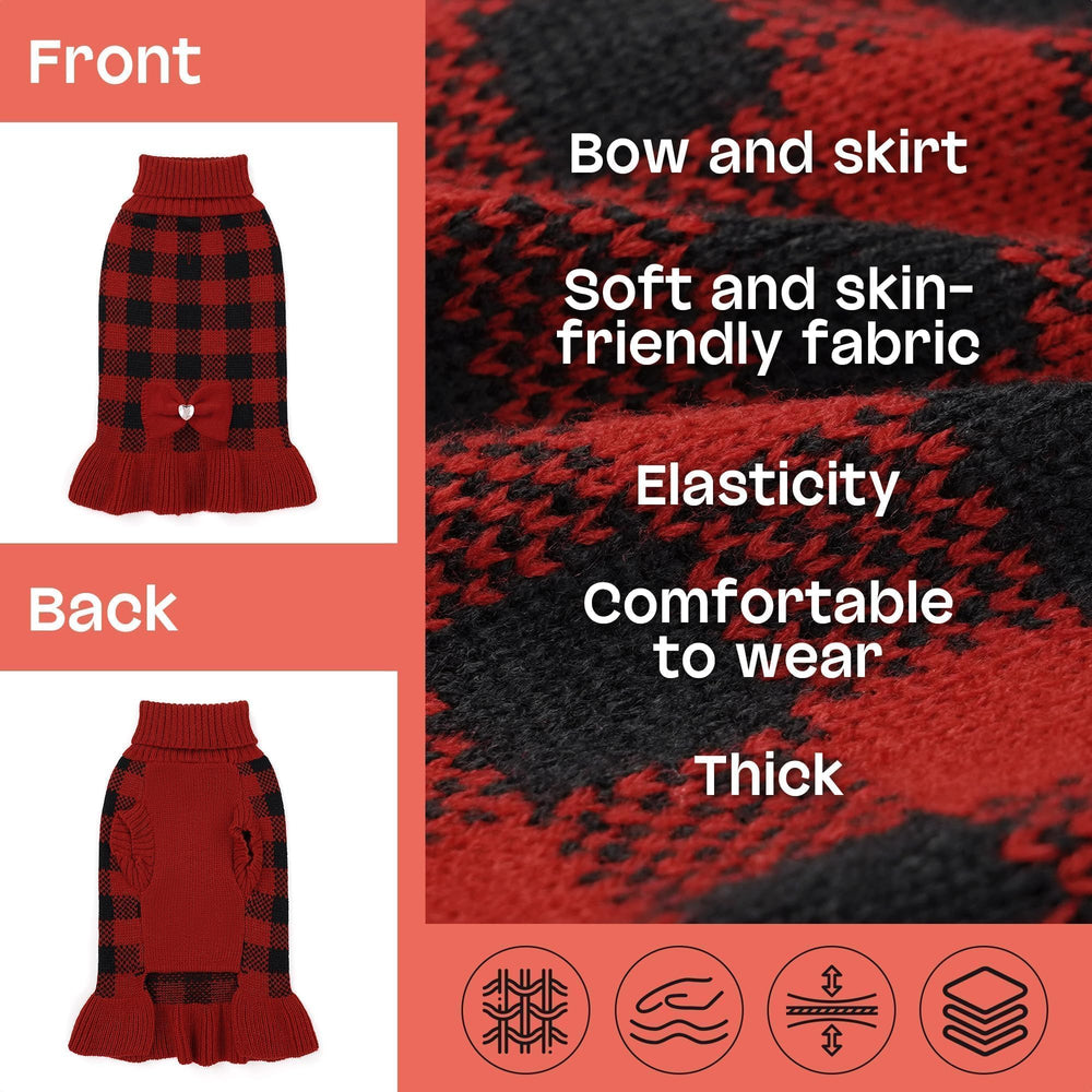 YUDODO plaid design sweater dress on a small dog for chic style.