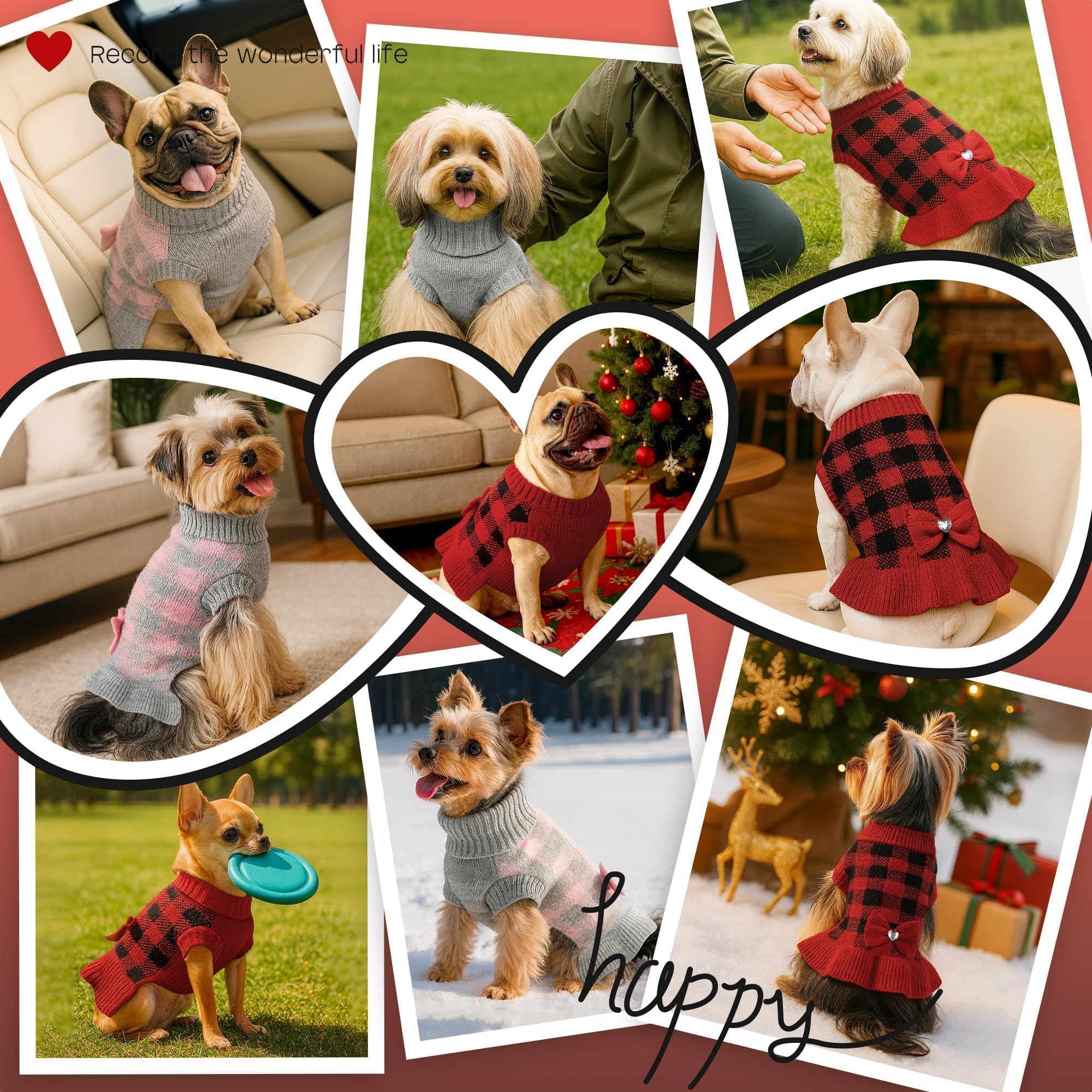 YUDODO plaid knit sweater dress with size guide for perfect fit.