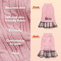 YUDODO sweater dress bowtie side view for stylish winter wear.