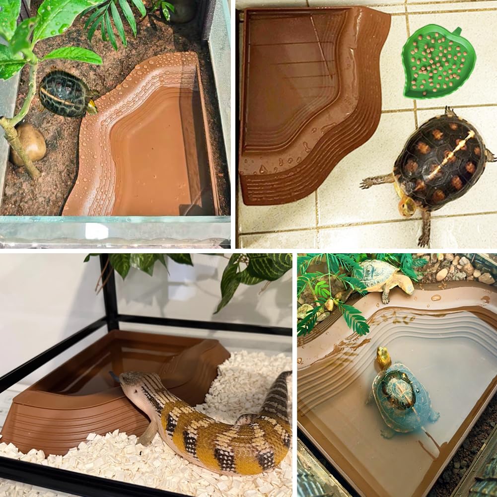 YUEMOOLIX tortoise water dish demonstrates anti-slip ramp feature