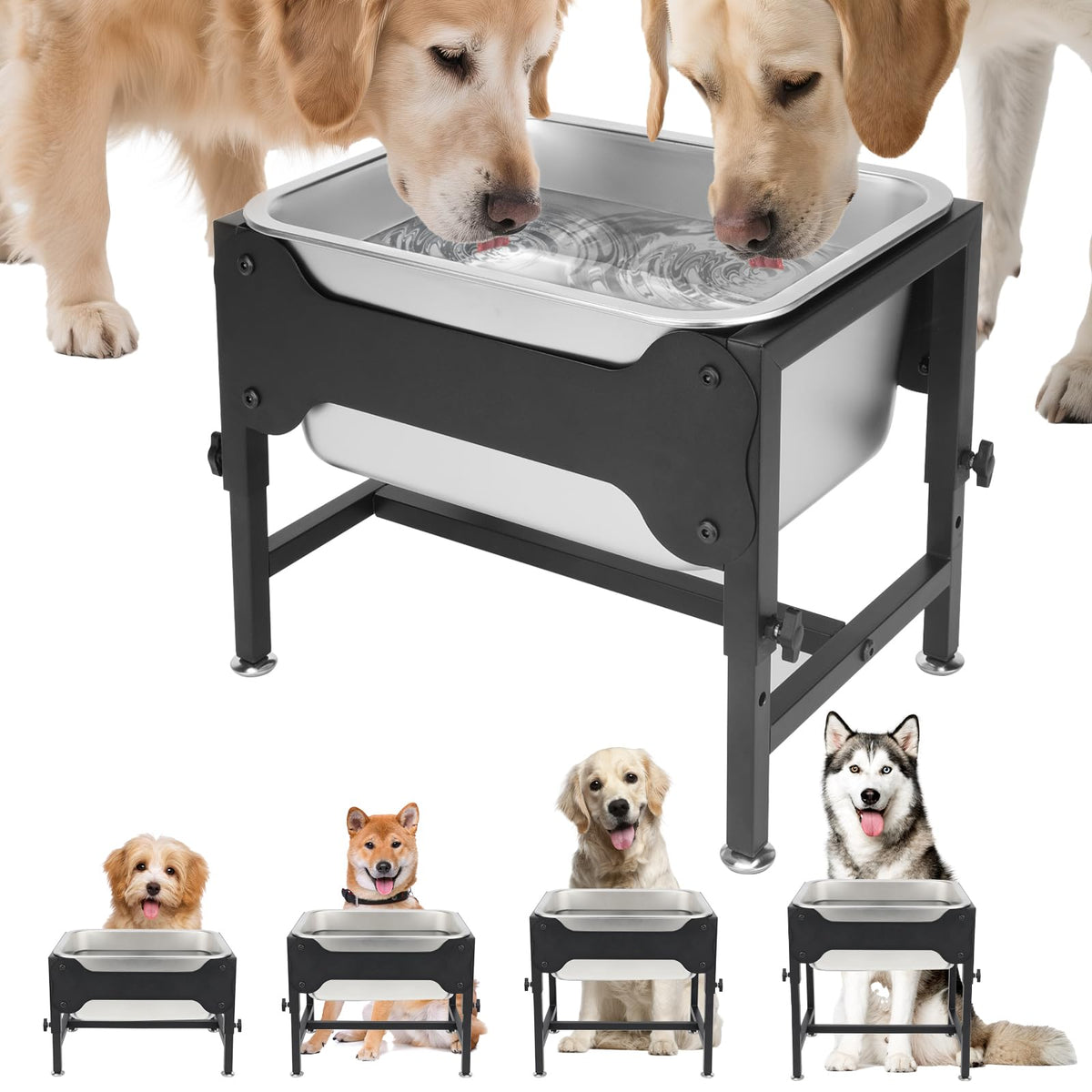 YUEPET 3-Gallon elevated stand with water bowl keeps large dogs hydrated with easy reach.