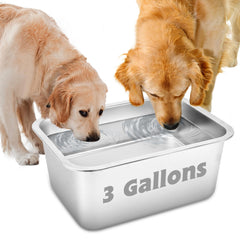 YUEPET 3-gallon stainless steel dog water bowl ideal for large breeds and multi-dog homes.