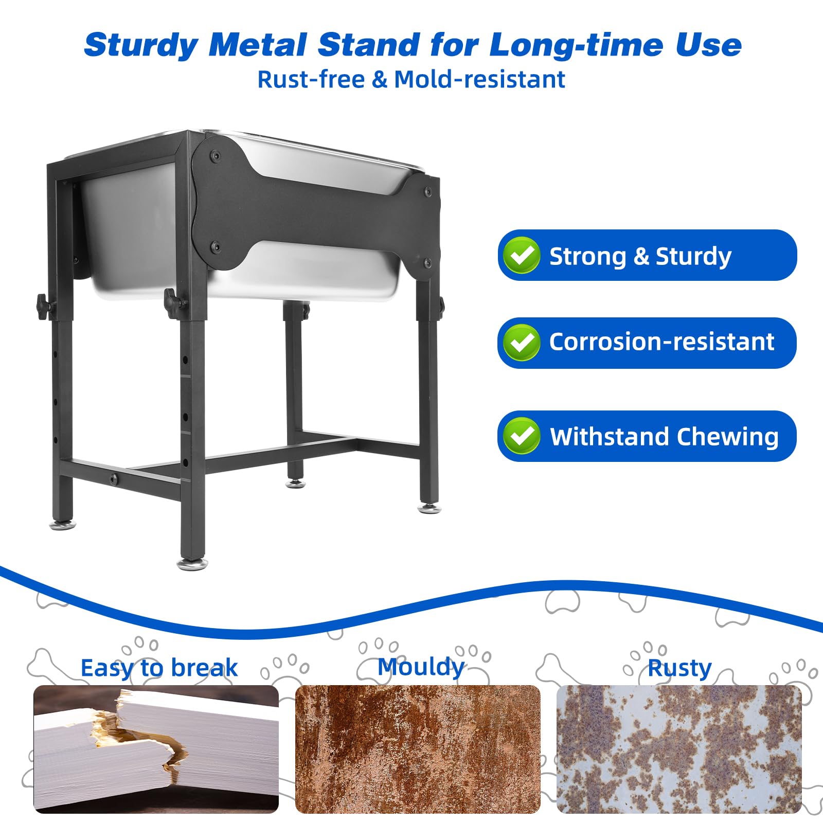 YUEPET anti-slip stand stabilizes the bowl on various floor surfaces.