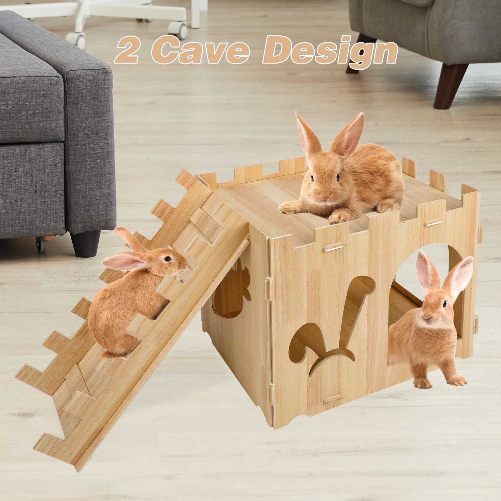 YUEPET bunny castle provides spacious space for play, rest, and privacy