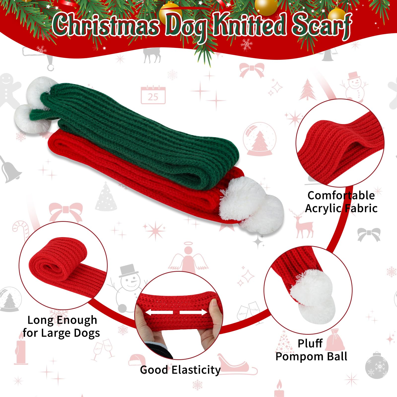YUEPET Christmas dog scarf green worn for a festive look