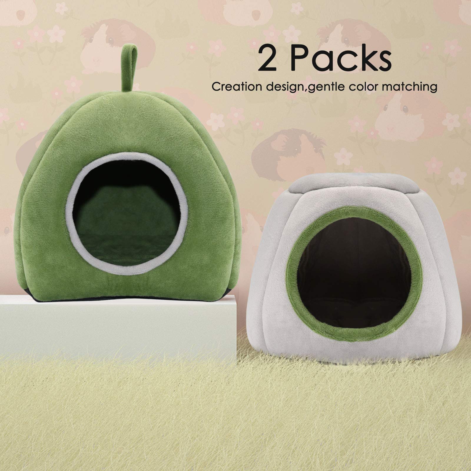 YUEPET guinea pig bed 2pack semi-closed design creates safe resting space.