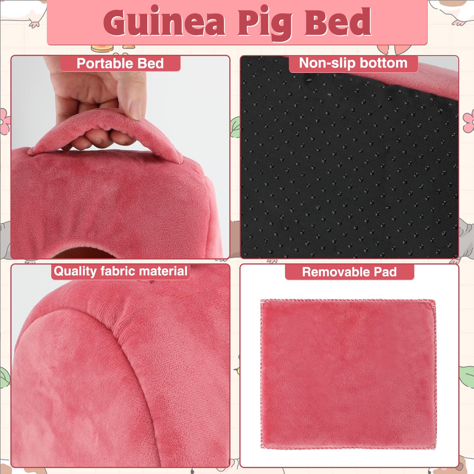YUEPET Guinea Pig Bed bear closeup emphasizes snug hideout for small pet comfort.