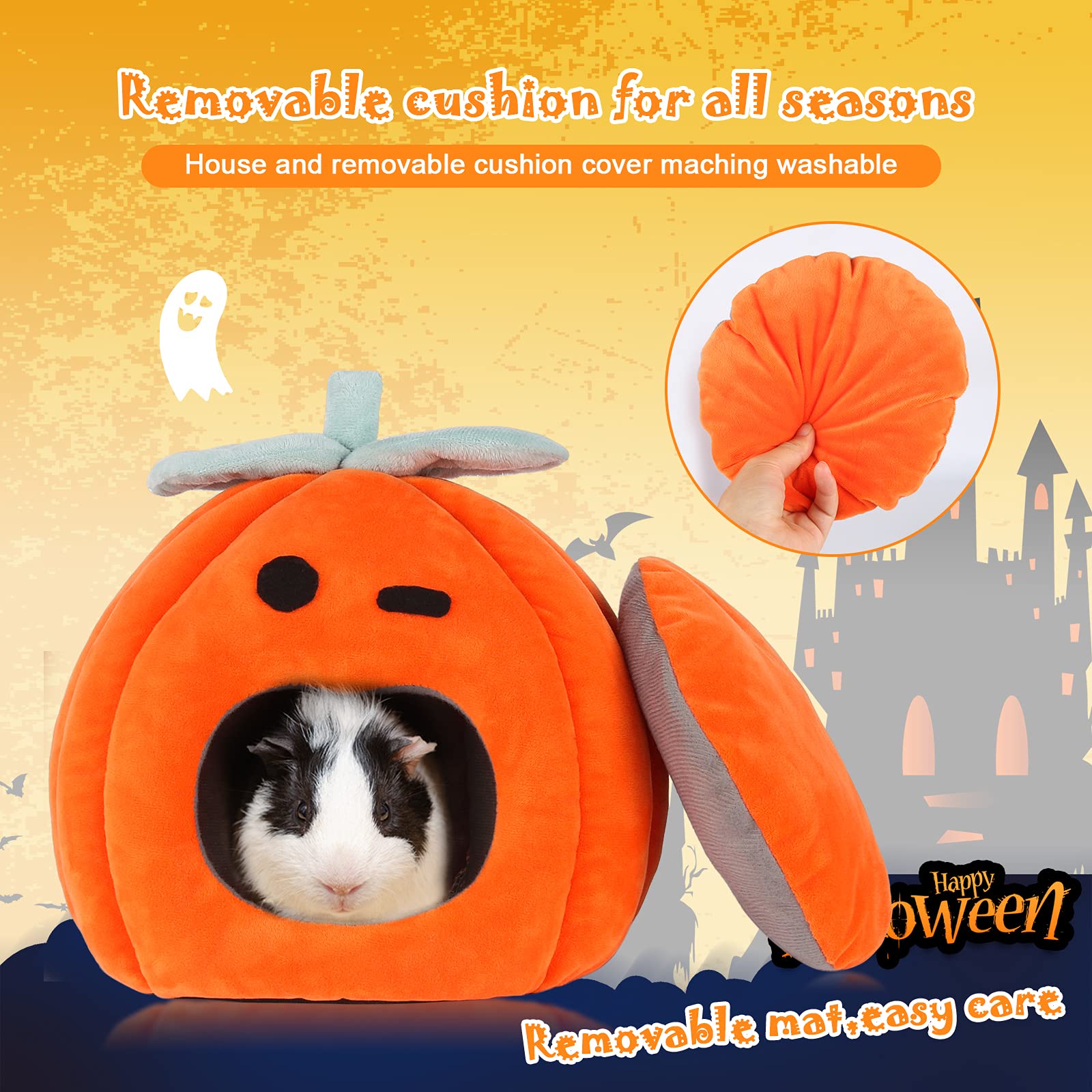 YUEPET guinea pig bed cave plush interior cushions delicate paws for resting.