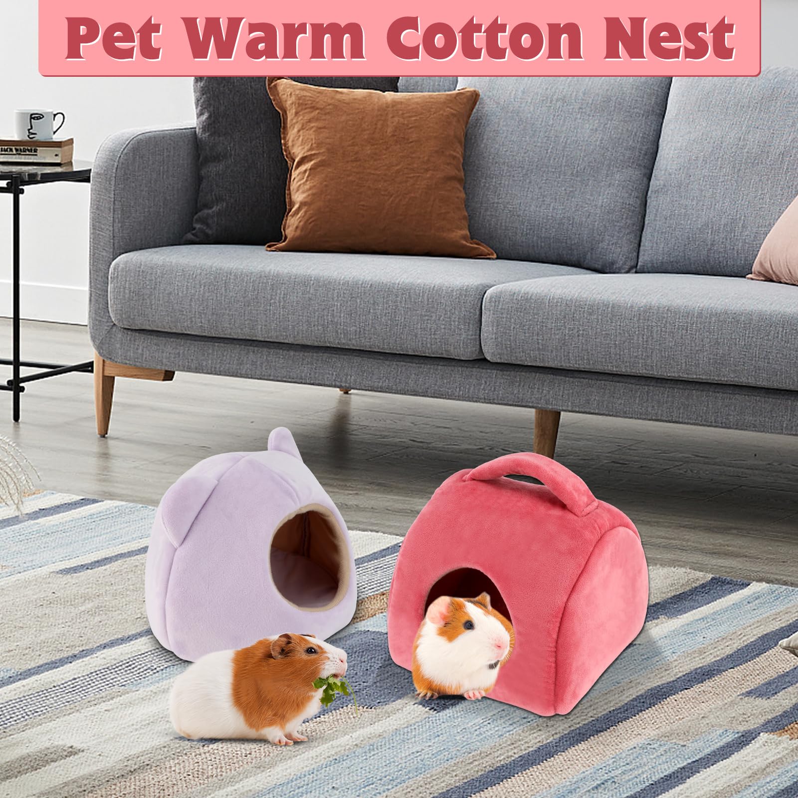 YUEPET Guinea Pig Bed semi-closed design offers secure den-like retreat.