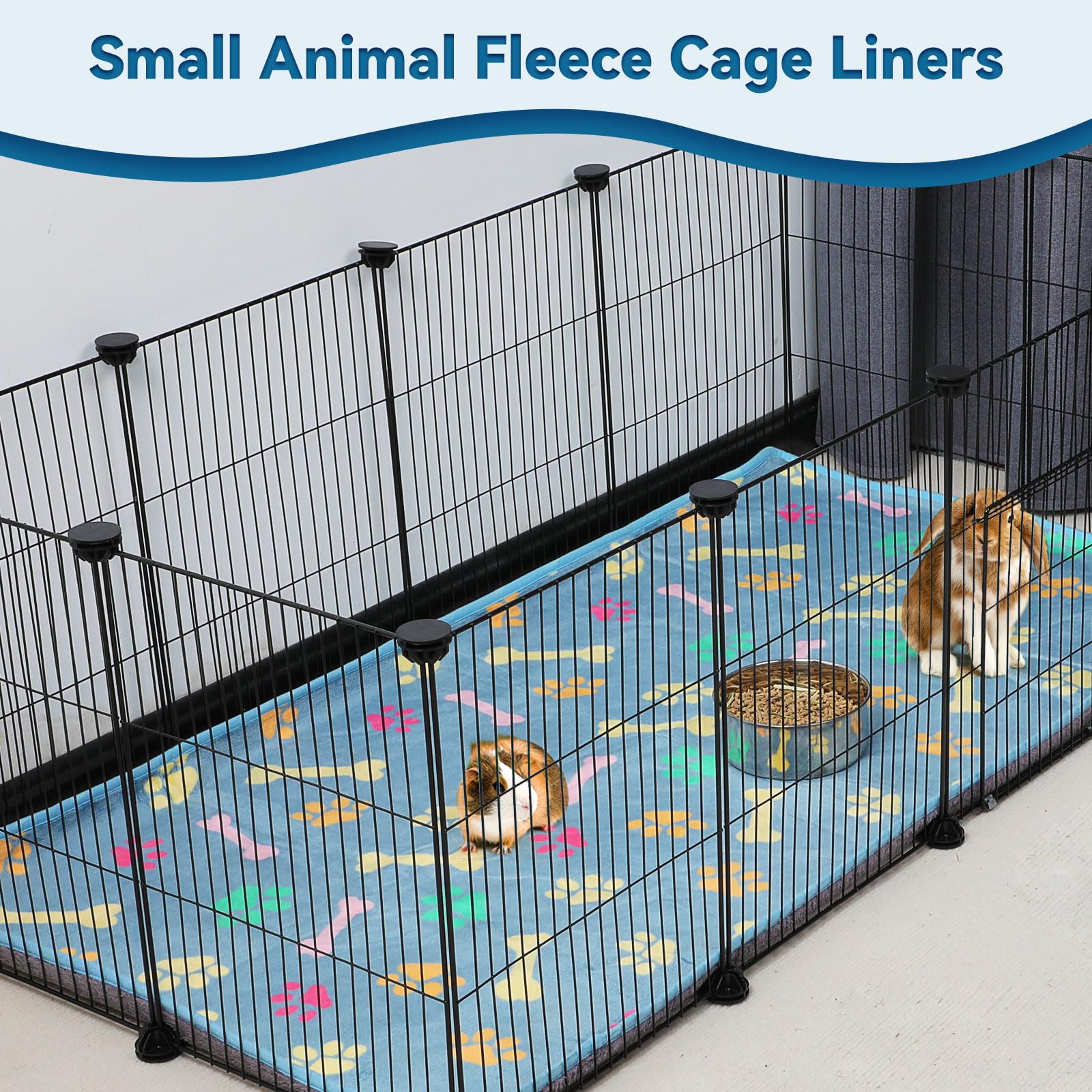 YUEPET guinea pig cage liner in use guarding against spills.