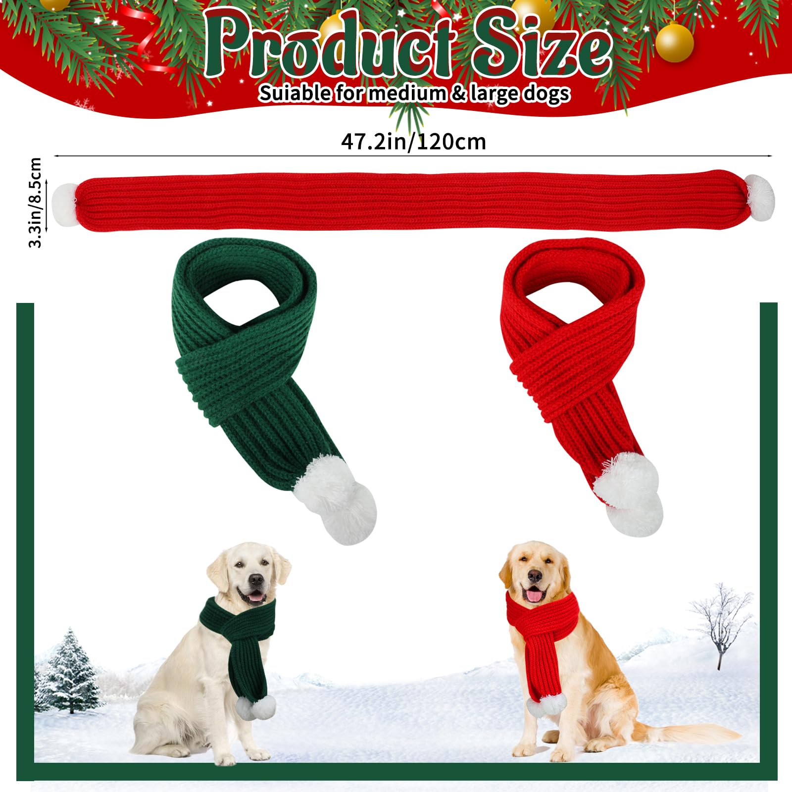YUEPET knitted dog scarf pom pom detail close-up