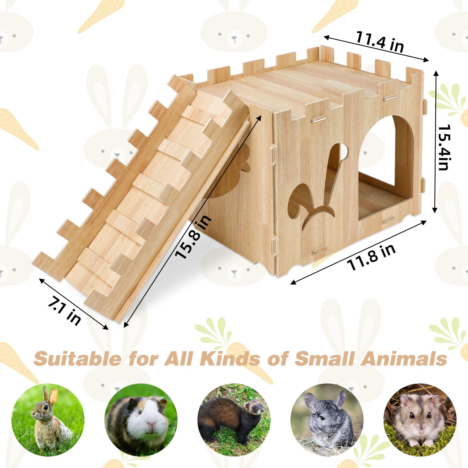 YUEPET rabbit castle staircase ramp enables easy access and vertical play