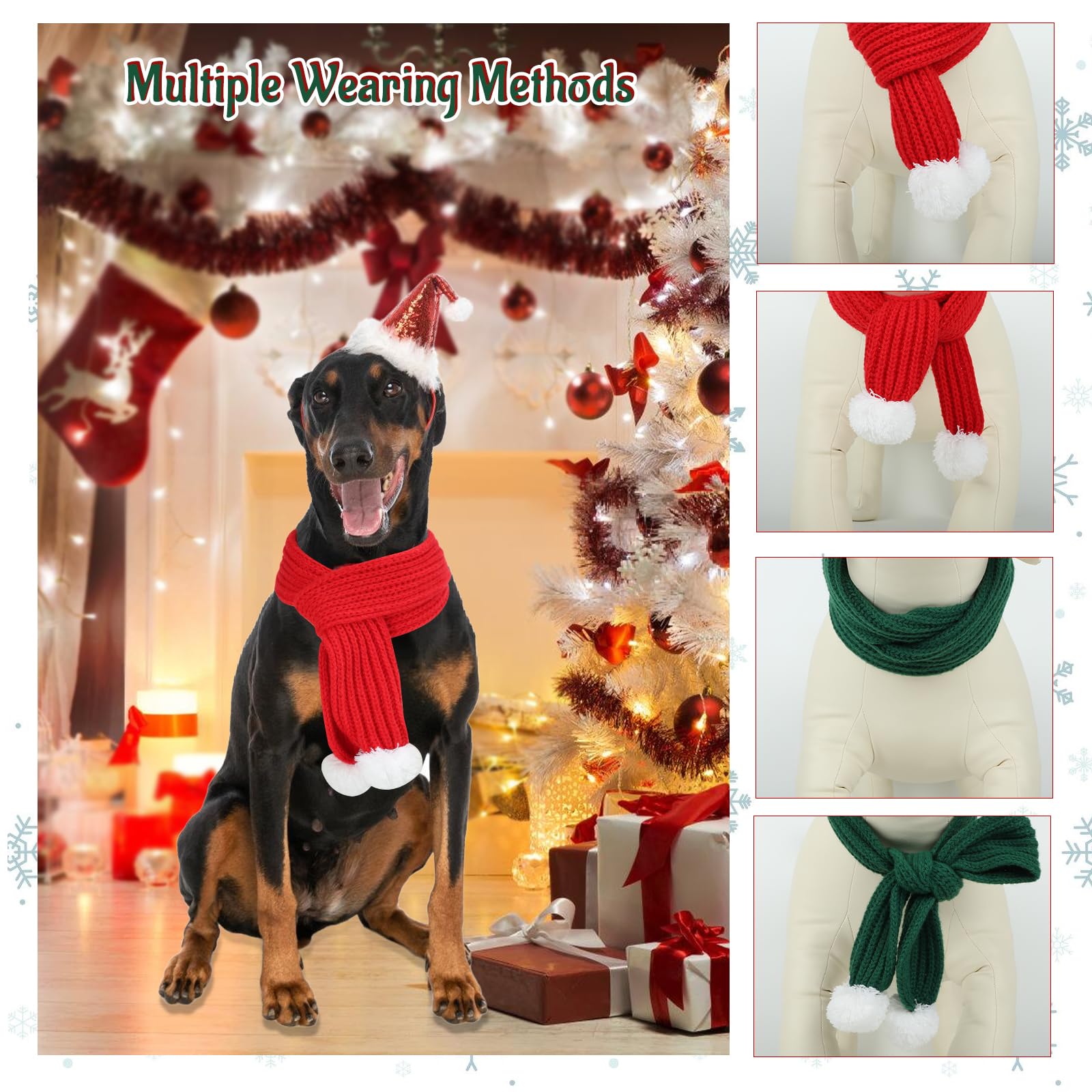 YUEPET dog wearing red scarf during winter walk for style and warmth
