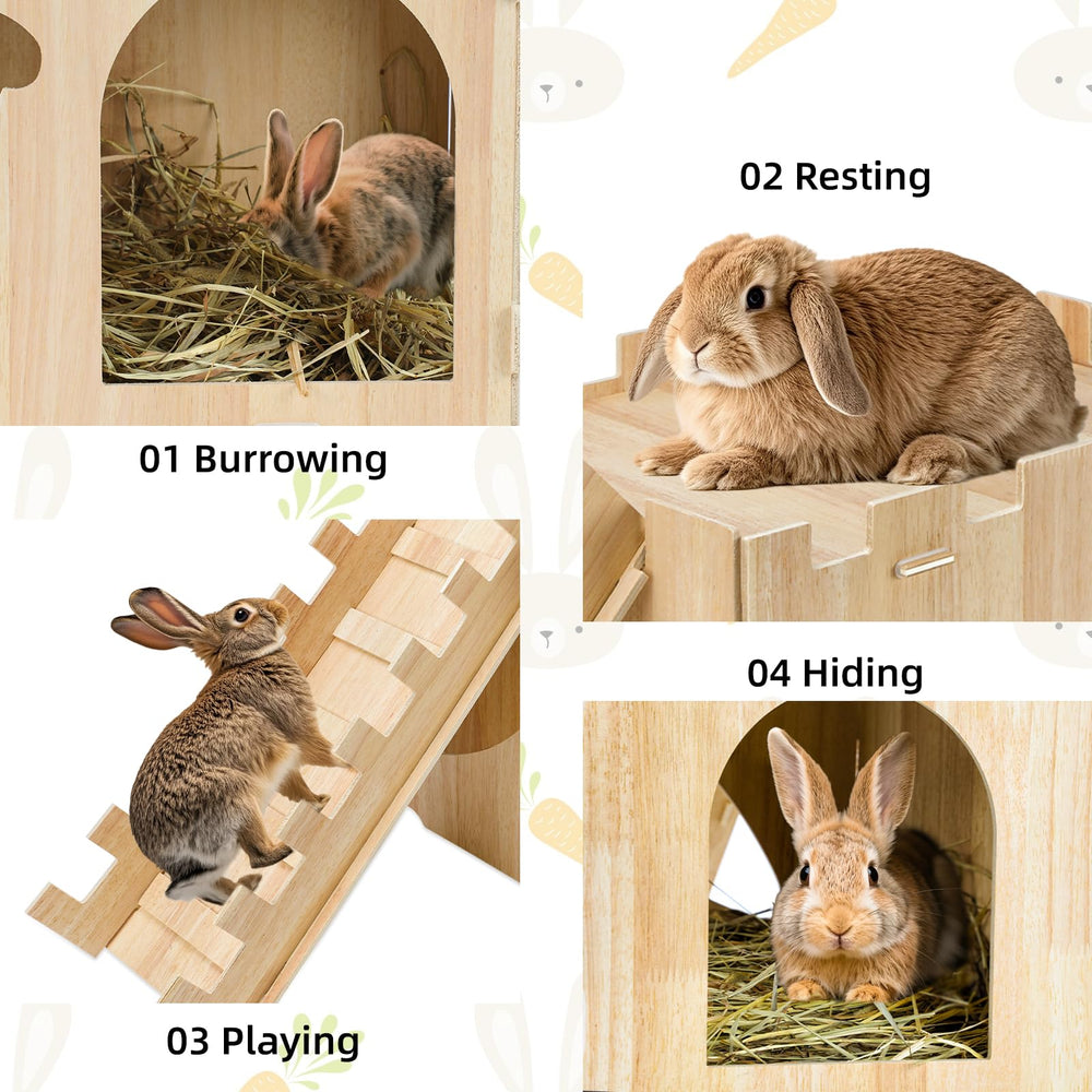 YUEPET wooden hideout tool-free assembly for busy pet owners