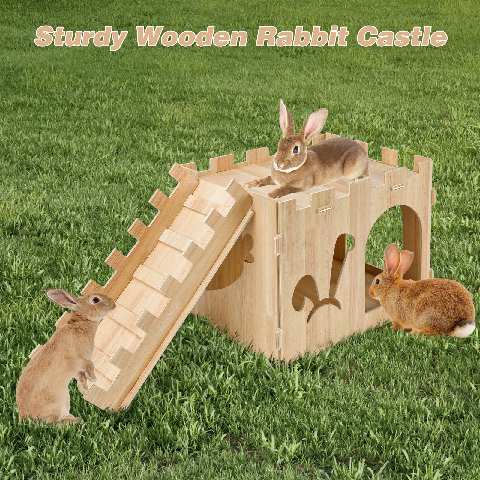 YUEPET wooden hideout suits rabbits, guinea pigs, hamsters and more