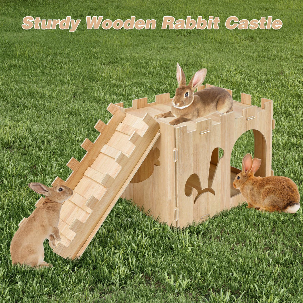 YUEPET wooden hideout suits rabbits, guinea pigs, hamsters and more